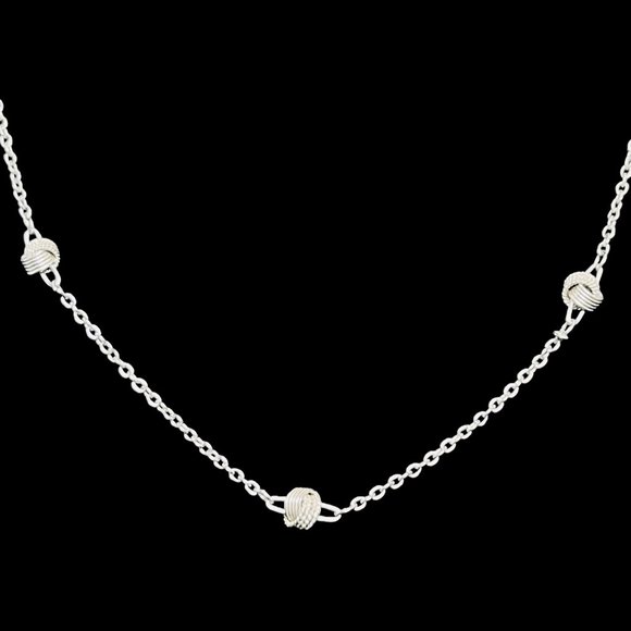 Silver Tone Cable Chain Knot Necklace (5111) - Picture 3 of 6